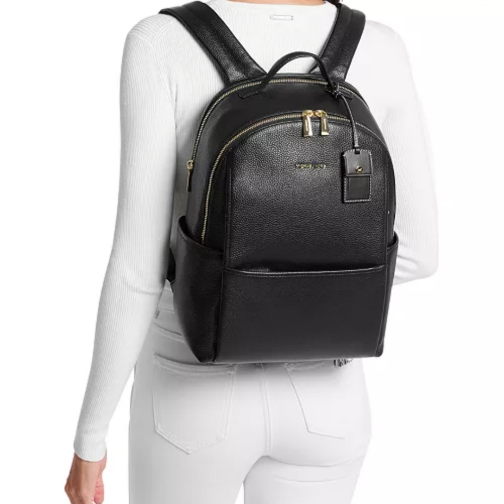 Michael Kors Black Textured Women's Backpack - Picture 11 of 14